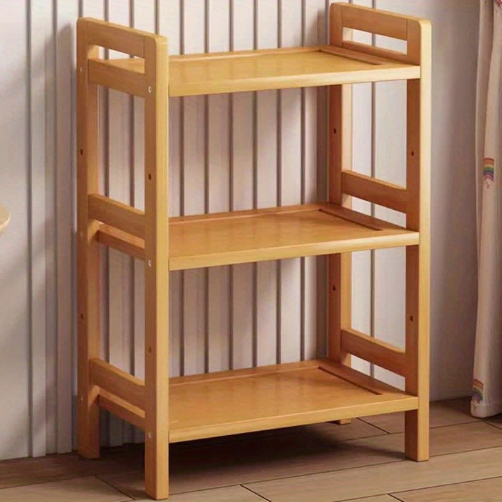 1pc Storage Shelf - Bamboo Home 3 Tier Vertical Pantry Shelf for Kitchen Cabinet Storage, Bathroom Countertop Storage Storage Shelf, Desk Bookshelves, Shoe Racks, Laboratory Storage Shelf with Adjustable Shelf Cabinets, Standing Shelf