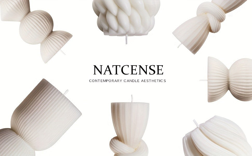7-Pack Large Ribbed Pillar Candles - Soy Wax Handmade Home Decor Candles For Housewarming Gift, Shelf Decor, Wedding, Dining Table Centerpiece