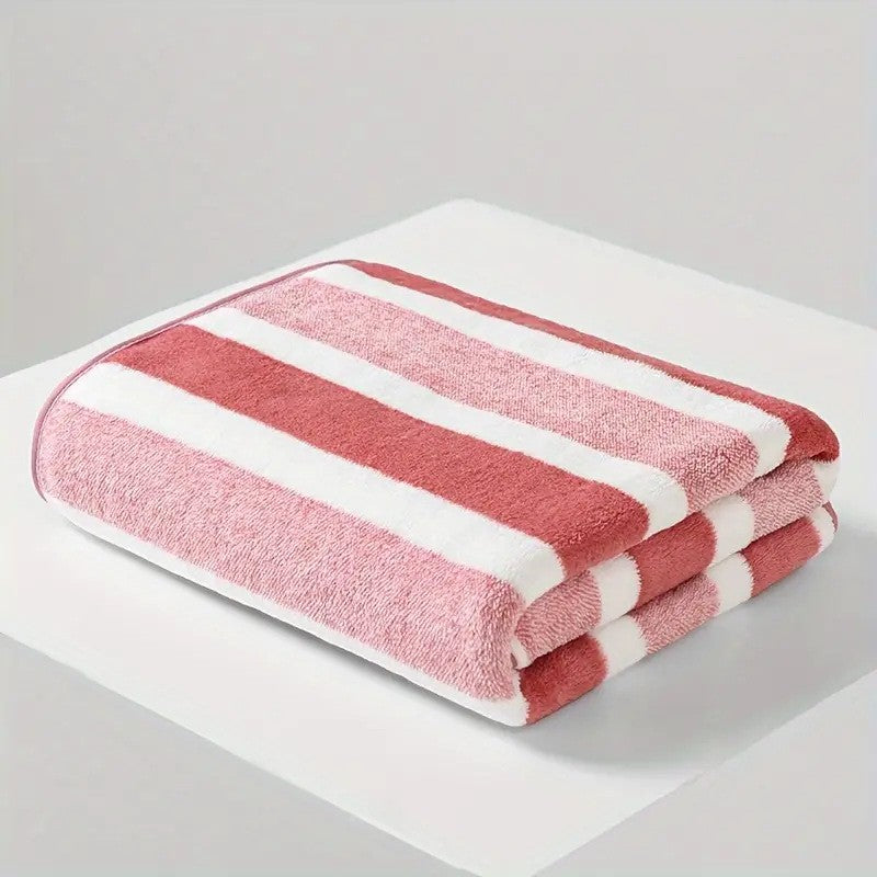 27.6 x 55.1 Inch Striped Bath Towels, Soft Absorbent Quick-Drying Shower and Beach Towels in Single or 4-Pack Options for Family and Guest Bathrooms
