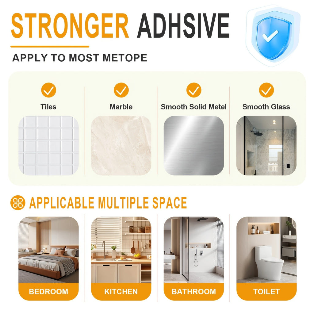 6pcs Shower Racks, Toilet Paper Rack, Soap Rack, Toothbrush Rack, No Drilling Required, 13-Inch Large Capacity, Bathroom Storage And Kitchen Sticky Shower Storage Rack (Black)