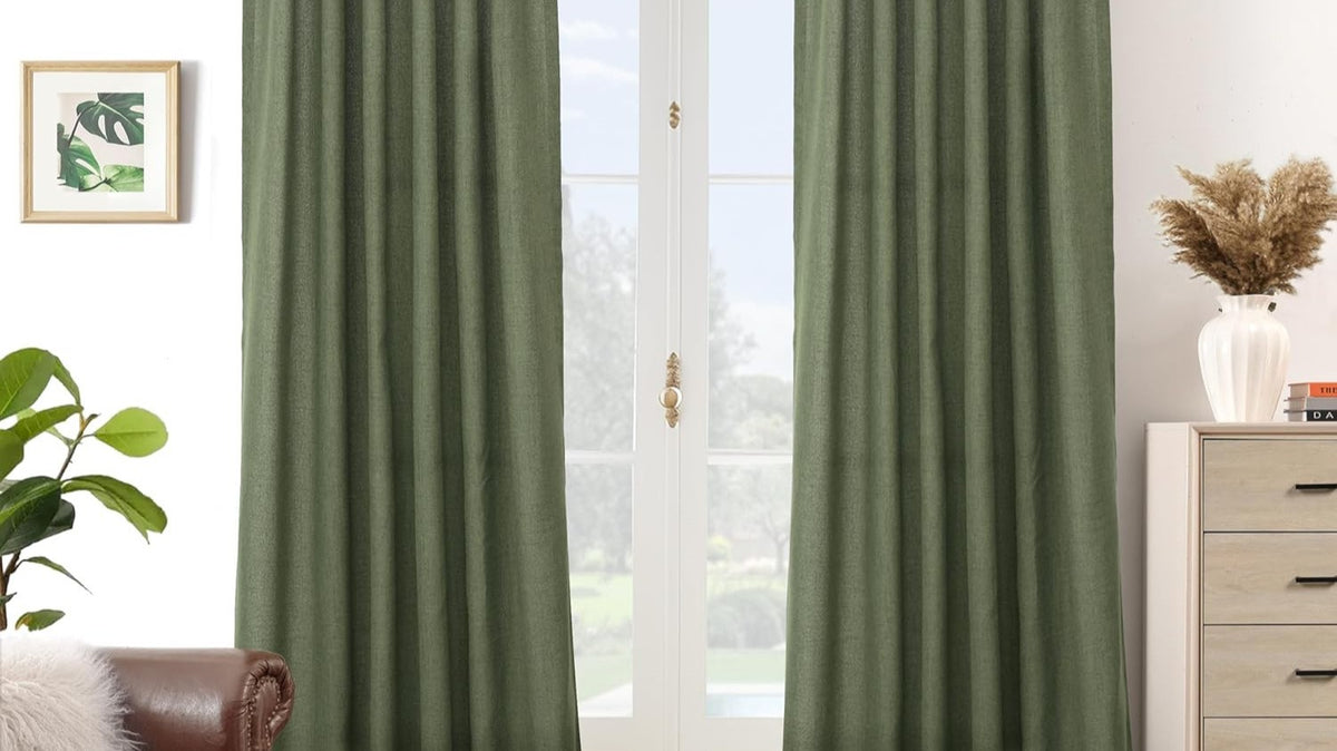 4 Panels Natural Linen Curtains for Living Room Semi Sheer Farmhouse Real Flax Rod Pocket Back Tab Boho Rustic Light Filtering Window Drapes for Bedroom Privacy Assured