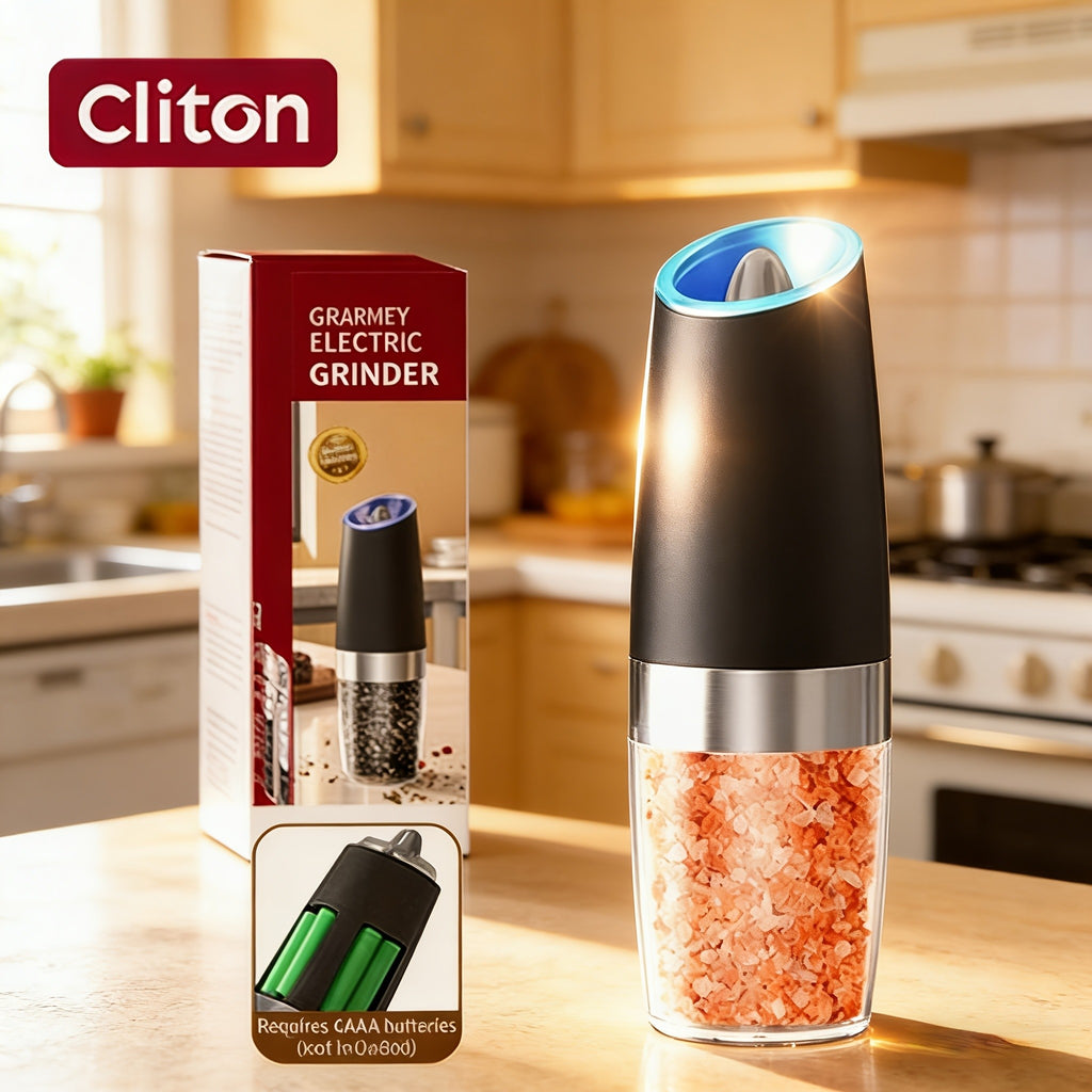 1pc/2pcs Electric Salt and Pepper Grinder Set with LED Lights - Large Capacity, Gravity-Driven Mechanism, Multi-Color Options (Red/)