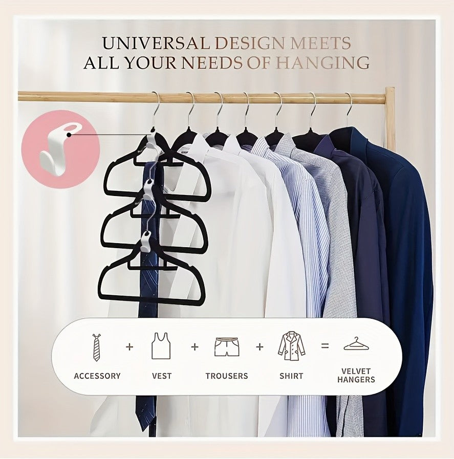20/50 Pack Heavy-Duty Velvet Hangers, Non-Slip Design with 360° Swivel Hooks & Tie Racks, Essential for Home Organization, Dorm Storage, Prevents Clothes from Slipping, Deforming, Space-Saving Durable Hanging Tool for Wardrobes