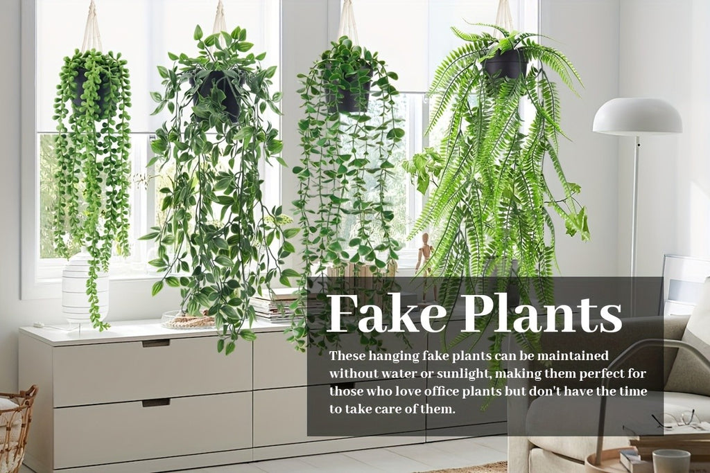 The Rose 4 Packs of Artificial Hanging Plants for Indoor And Outdoor Decoration, Perfect for Shelves And Rooms