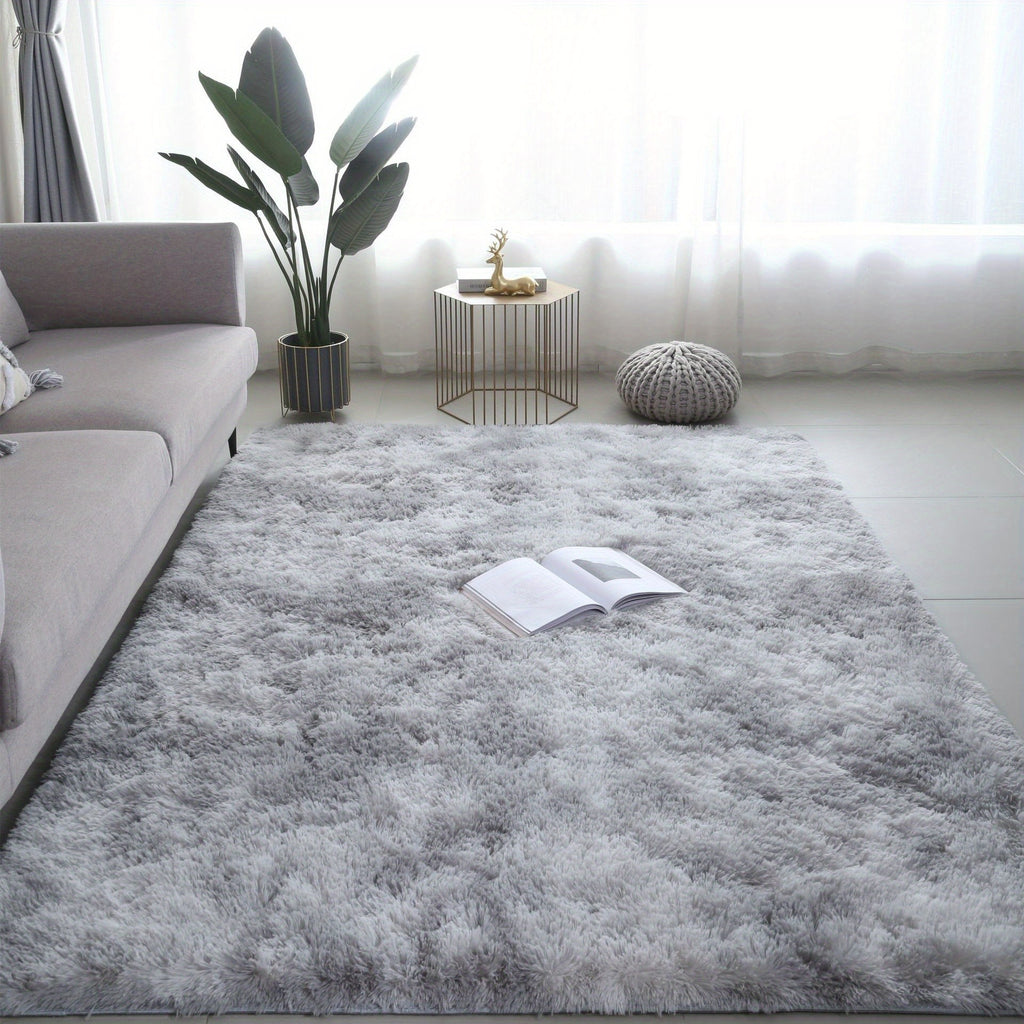 Tie-Dye Plush Area Rug, Soft Fluffy Machine Washable Carpet with Non-Slip Backing for Living Room, Bedroom and Office Decor in Four Colors