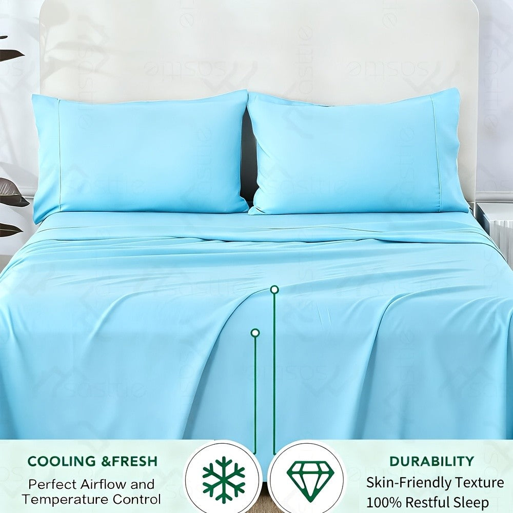 Bamboo Rayon Twill Sheet Set, 3 or 4 Piece Soft Breathable Bedding with 16-Inch Deep Pocket for Twin Full Queen and King Beds