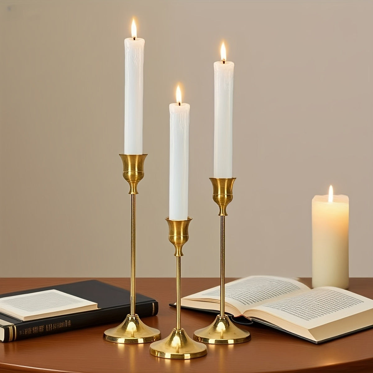 30pcs/48pcs/36pcs Copper Plated Candlestick Holders, Retro Style Minimalist Dining Tables Center Decoration, Suitable for Celebrations, Birthdays, Weddings And Christmas, Parties, Dining Tables, Fireplace Decoration Candle Holders