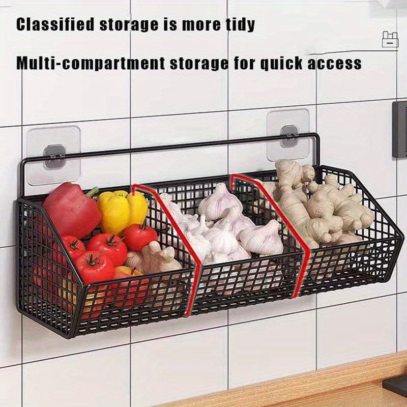 Sturdy Wire Storage Shelf, Wall-Mounted Kitchen Organizer to Save Space - Ideal for Garlic, Onions, And Vegetables - Perfect for Compact Areas to Keep Spices, Garlic, And Vegetables - Excellent for Home Organization