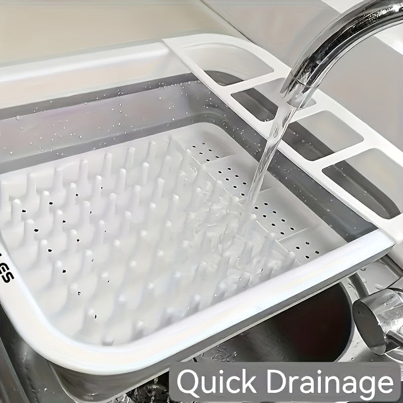 [Space-Saving Dish Drying Rack] Space-Saving Collapsible Bowl And Dish Drying Rack with Utensil Holder | 1 Plastic Plate Rack for Home, RVs, Camping, Travel Trailers And Motorhomes