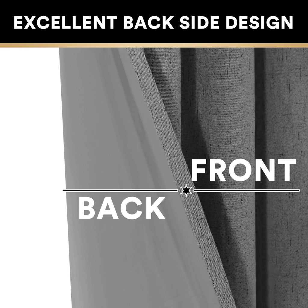 2 Panels 100% Blackout Linen Textured Curtains Thermal Insulated Curtains for Winter Noise Reducing Window Drapes with Grommet for Hall Room Bedroom Living Room PRINCEDECO