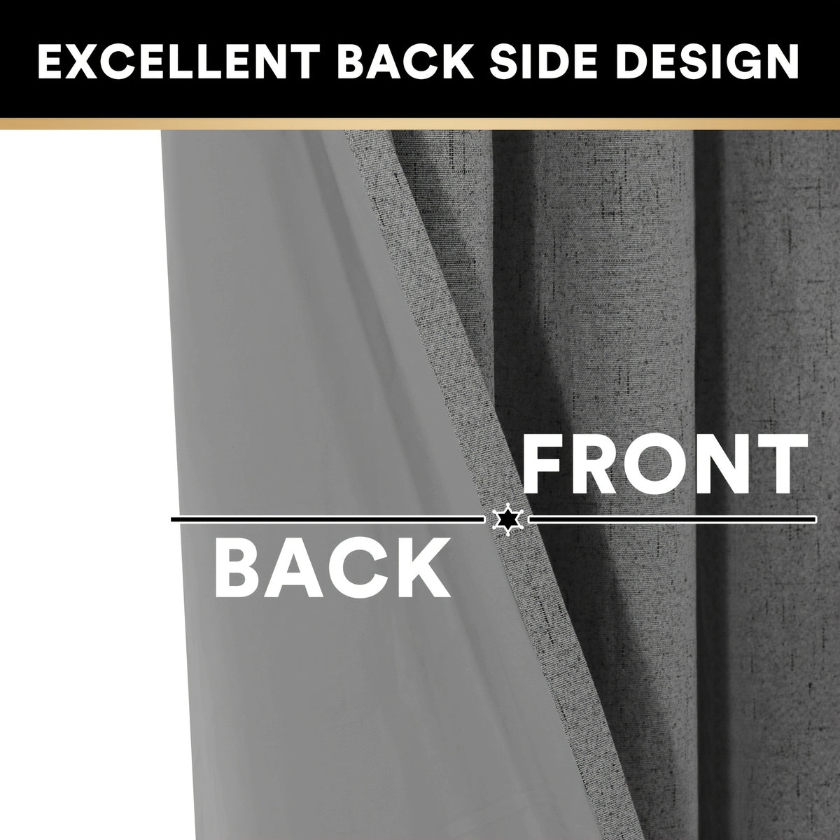 2 Panels 100% Blackout Linen Textured Curtains Thermal Insulated Curtains for Winter Noise Reducing Window Drapes with Grommet for Hall Room Bedroom Living Room PRINCEDECO