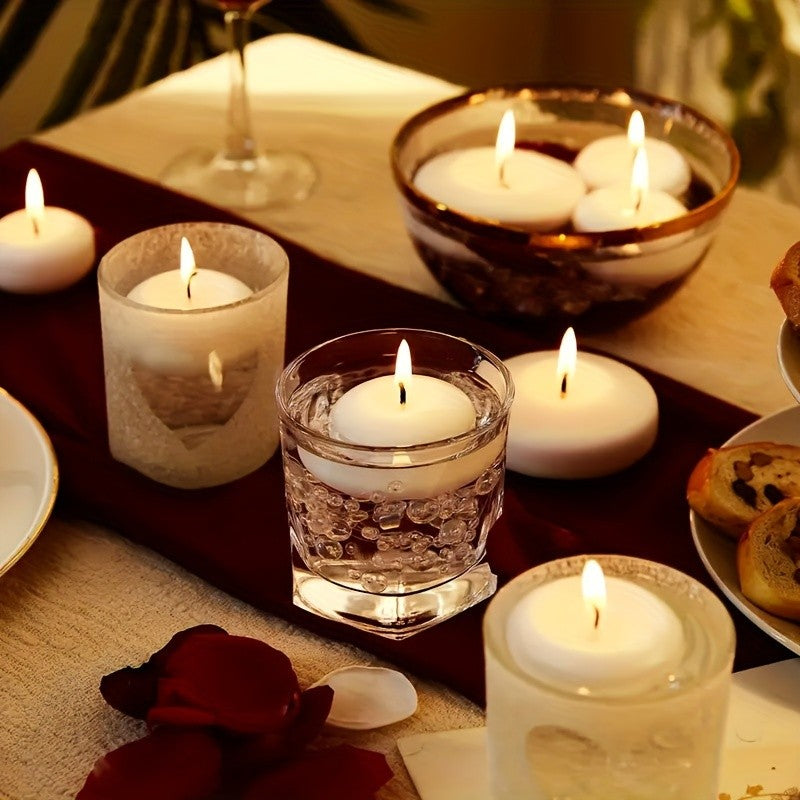 42pcs 1.5-Inch High-Quality Floating Candles - White, Portable Small Candle Set, Candles for Weddings & Hotels, Ideal for Ambience Decoration, Pool Parties, Christmas, Halloween, Easter, Thanksgiving, Day Of The Dead And Other Occasions
