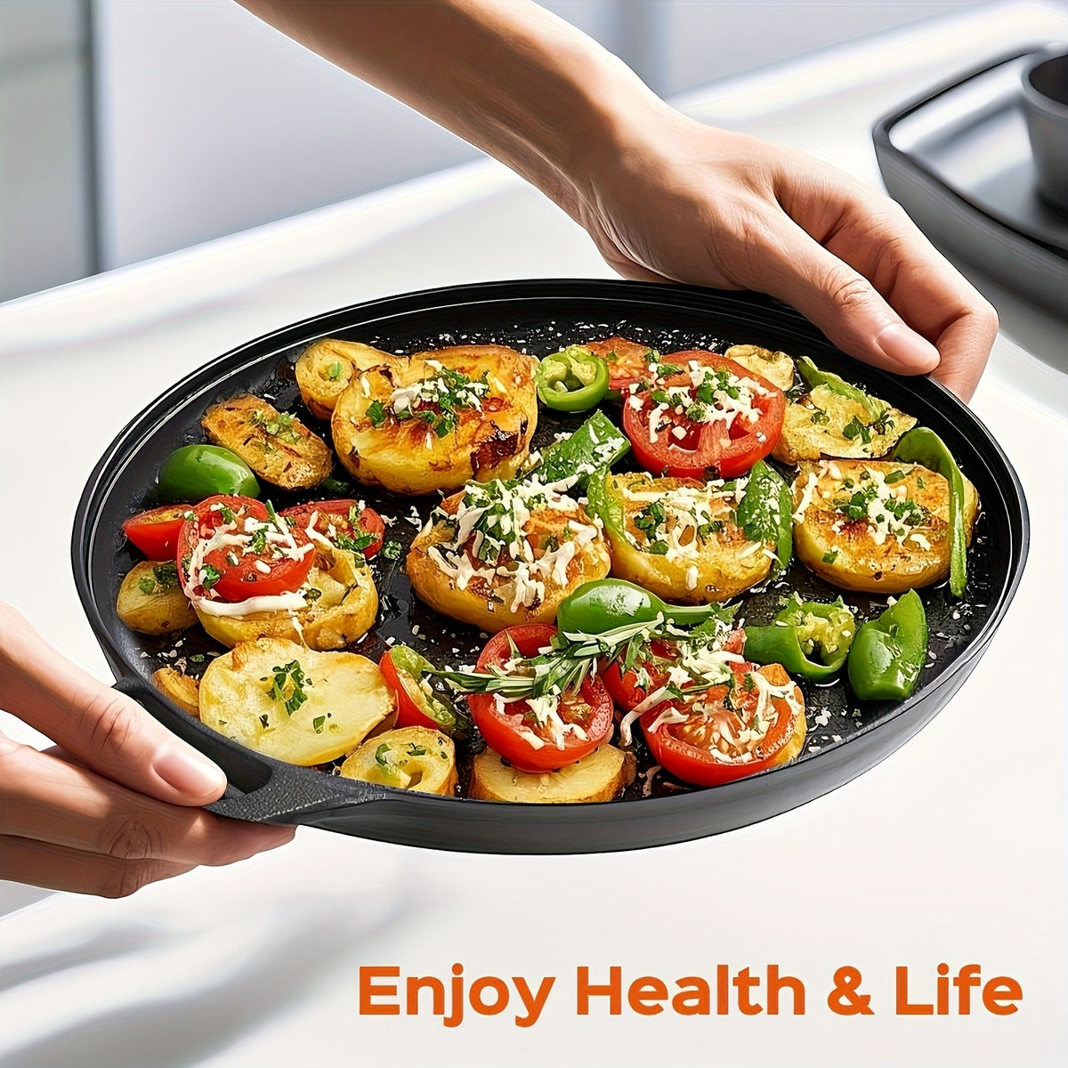 1/2/3pcs Cast Iron Pan, Pre Seasoned, Multifunctional, Non-Stick, for Pizza Lovers, for Home Kitchens, Outdoor Cooking, Durable, Even-Heating, Versatile, Compatible with All Stoves, Perfect for Home Kitchens And Outdoor Cooking