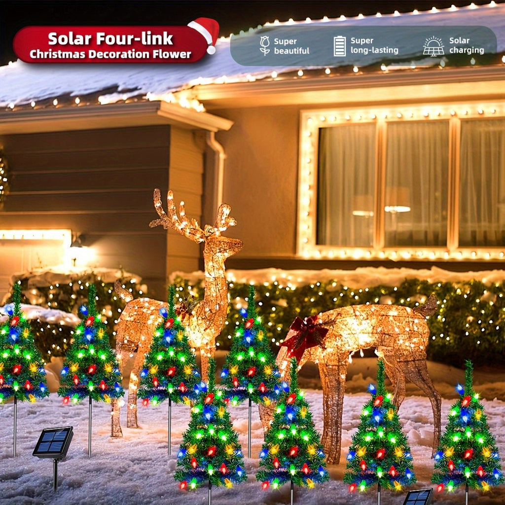 4pcs/ Set Christmas Tree Lights Holiday Decorations, Small Path Lights, Atmosphere Lights, Christmas Decoration Lightsfor Halloween Christmas