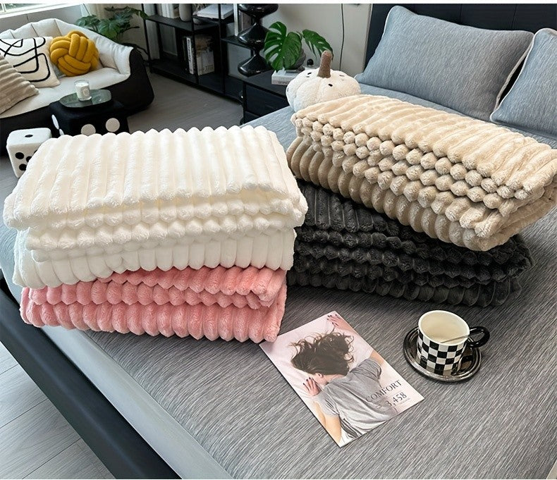 Ultra-Soft Thick Fleece Blanket | Multi-Color, 3D Faux Rabbit Fur, Double-Sided, Ideal for All Seasons, Home, Office, Travel, Camping, Gift for All Occasions