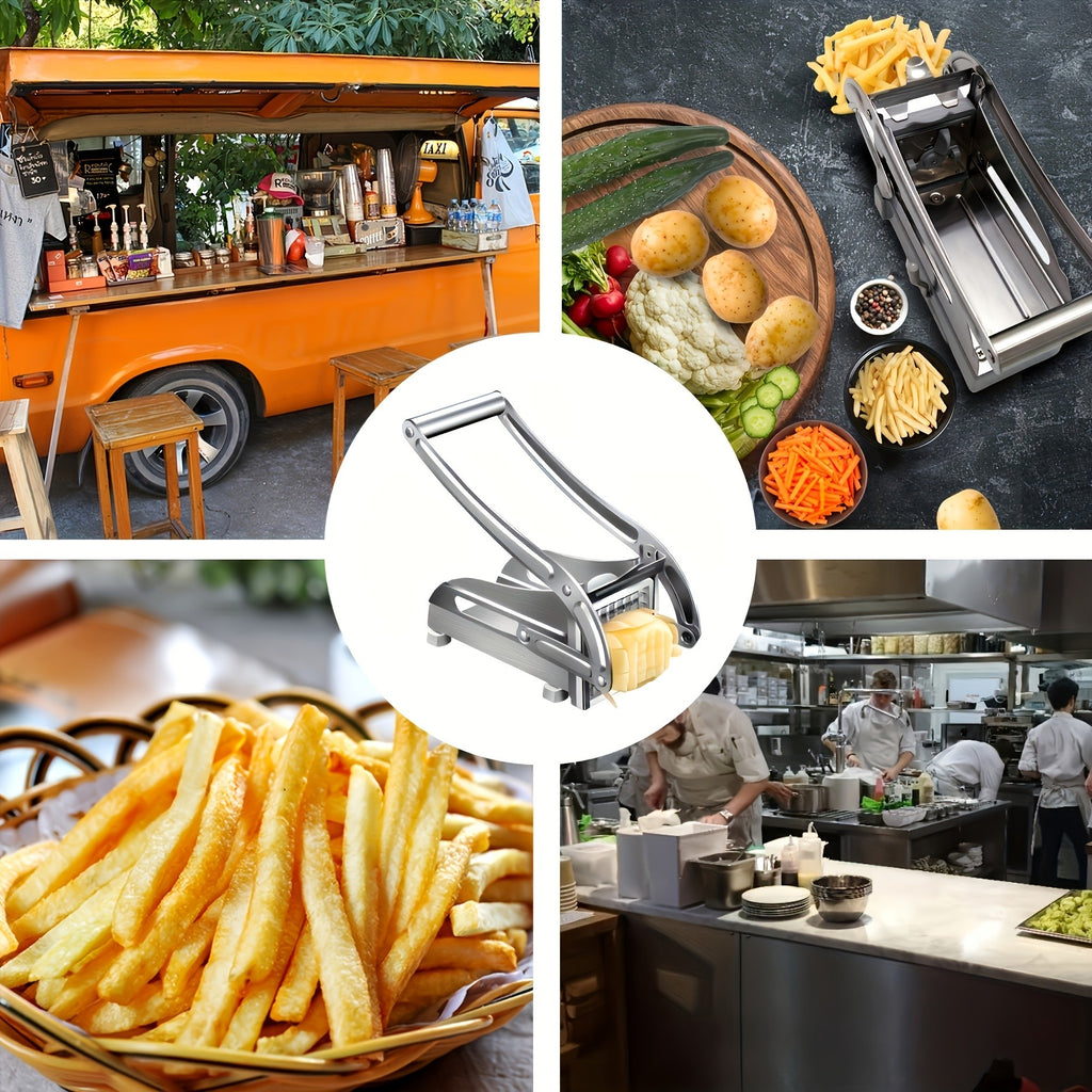 French Fry Cutter, Stainless Steel Potato Slicer and Vegetable Chopper Set for Carrots, Cucumbers, Onions and Everyday Home Kitchen Food Prep