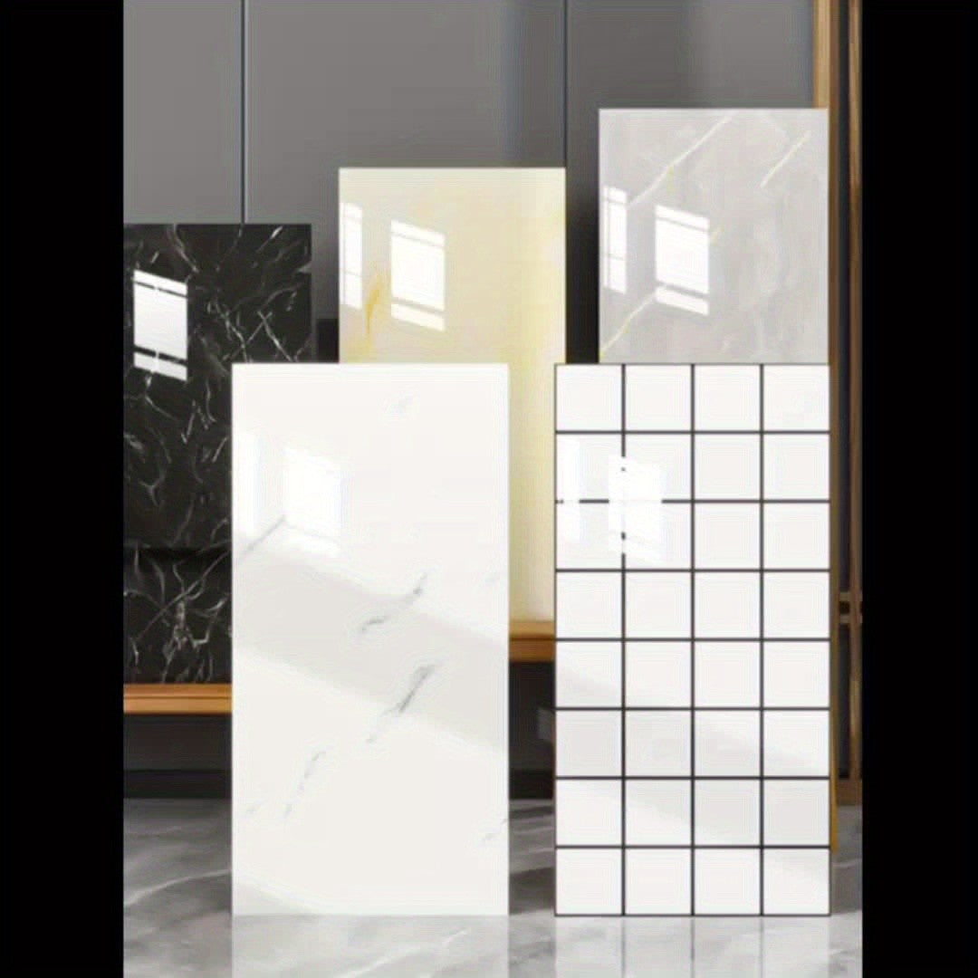Glossy Marble Wall Panels, 20 or 40 Self-Adhesive PVC Peel and Stick Tiles in 23.62 x 11.8 Inch Size for Kitchen, Bathroom and Living Room Decor