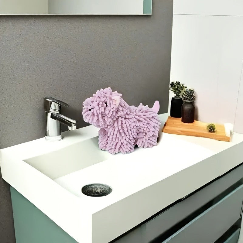1pc Of Puppy Shaped Hand Towel, Kitchen Hand Towel, Bathroom Hand Towel That Can Be Hung On The Wall, Cute Little Dog Hand Towel, Soft Towel, Absorbent Cloth, Hanging Cloth, Kitchen Supplies, Bathroom Supplies, Cartoon Little Dog Figurine