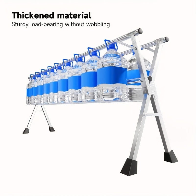 Three-Bar Foldable Clothes Drying Rack, 63", 78.7" & 95'' Retractable Length, Indoor & Outdoor Use, Durable Metal Collapsible Laundry Drying Rack, Heavy Duty Stainless Steel Clothesline Drying Racks, Drying Racks