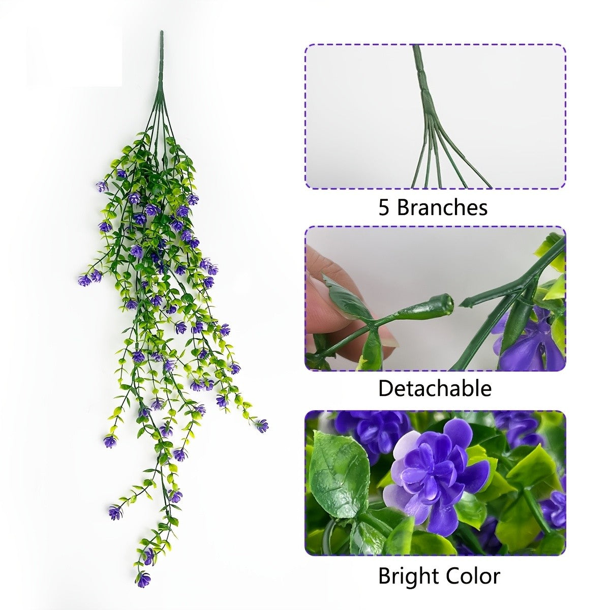4pcs Lifelike UV-resistant Faux Eucalyptus Hanging Plant with Realistic Faux Green Vines - Perfect for Outdoor Decor Holiday Decor and Year-round Ambiance - Durable Plastic Construction Retro Style and Easy to Install