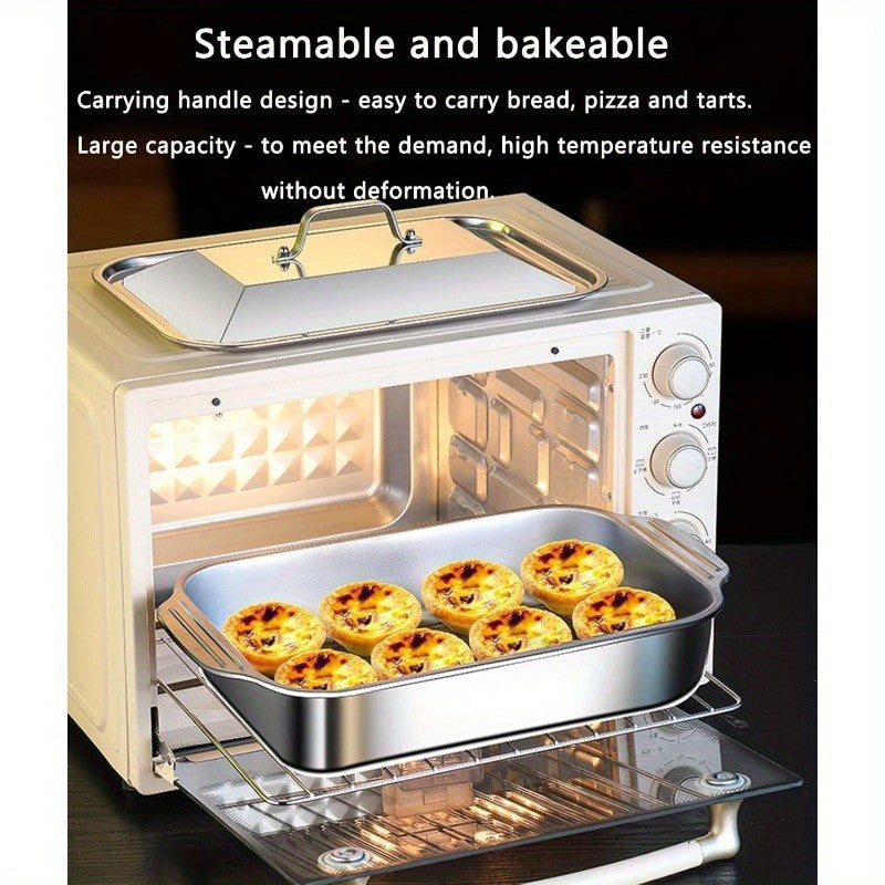 2/4/6/8pcs Extra Large Heavy Duty Stainless Steel Baking Pans with Lids - Non-Stick, Thick Rectangular Oven Trays for Desserts, Bread, And Seafood - Perfect for Bbqs, Buffet Serving Trays