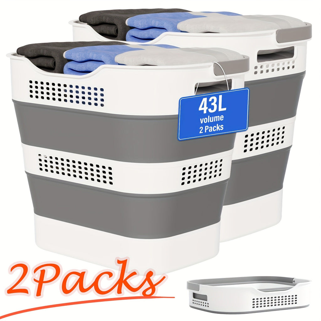 Collapsible Laundry Basket, 43L (11.5 Gallon) Foldable Laundry Basket Plastic with Handles, Pop Up Storage Container/Organizer/Hamper for Laundry, Space Saving And Durable