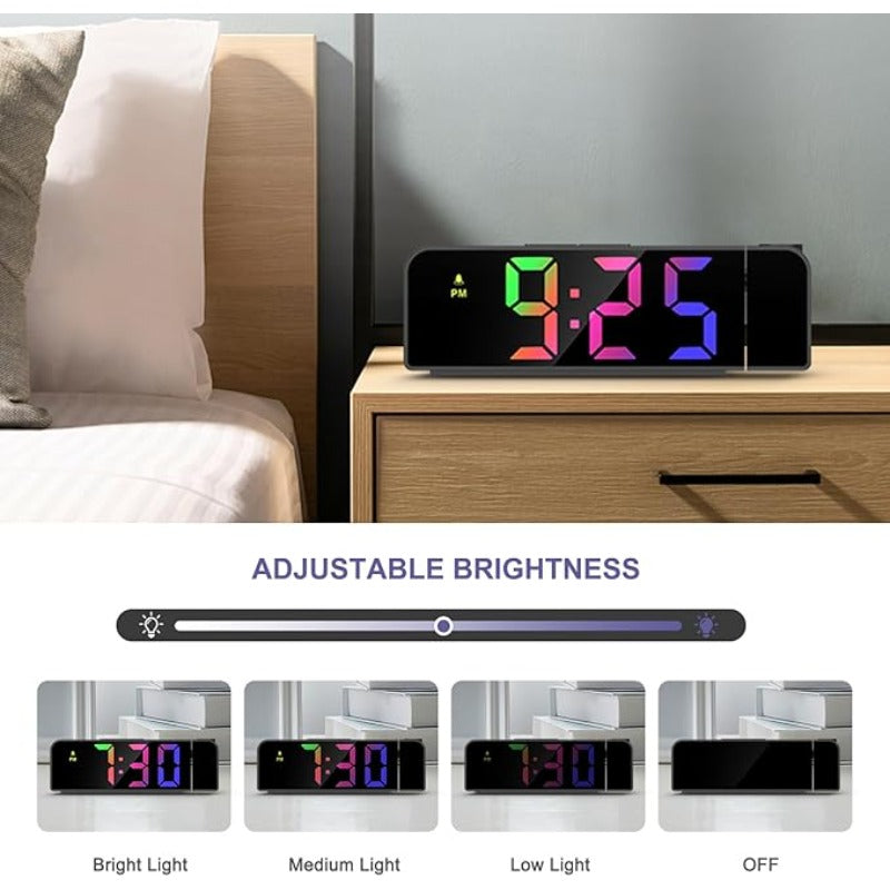 Projection Alarm Clock, Ceiling Projection Alarm Clock, 7.7-inch Large Display Screen, LED Digital Clock, Snooze Function, Bedroom And Living Room Clock, USB Charging, Night Mode, Projection Alarm Clock, Suitable for Bedroom, Office And Travel.