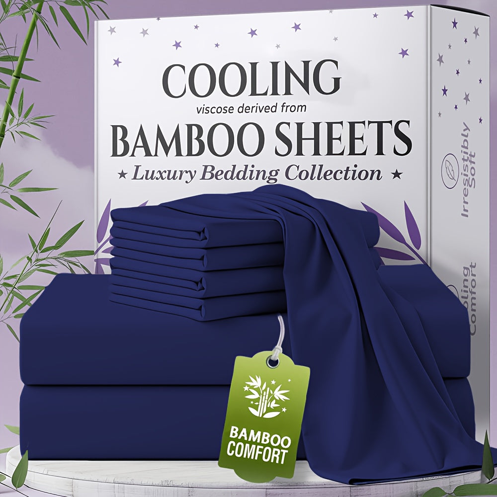 for extra Deep Pocket Bamboo Sheets Set - 4/6pcs Breathable & Cooling Bamboo Bed Sheet Set, Kid Sheet & Pillowcase Sets, Hotel Luxury, Soft Wrinkle-Free For Extra Deep Mattresses, Room Decor
