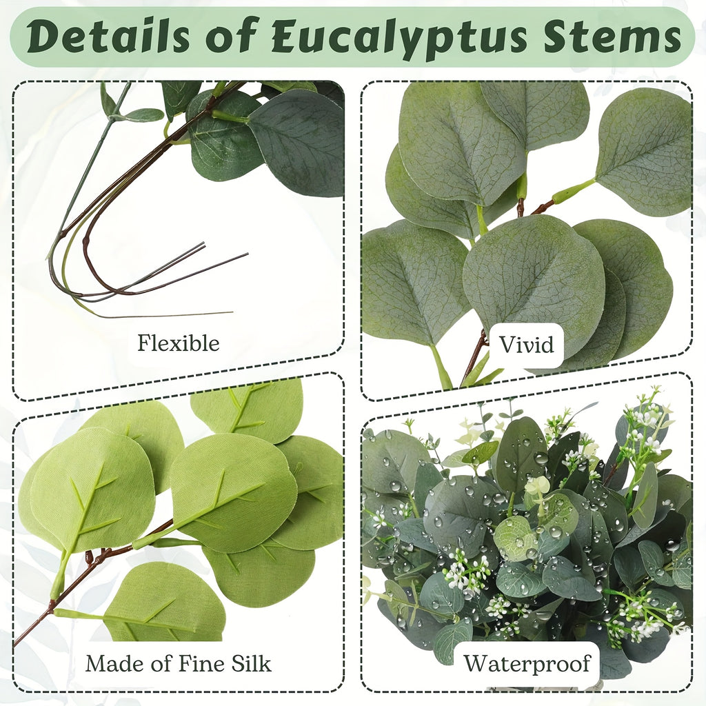 50/100pcs Artificial Eucalyptus Eucalyptus Bouquet And 4 Kinds of Willow Silvery European Leaf Slices | Perfect for Flower Bouquet Making And Home Decoration | Ideal Gift for Christmas And Mother'S Day