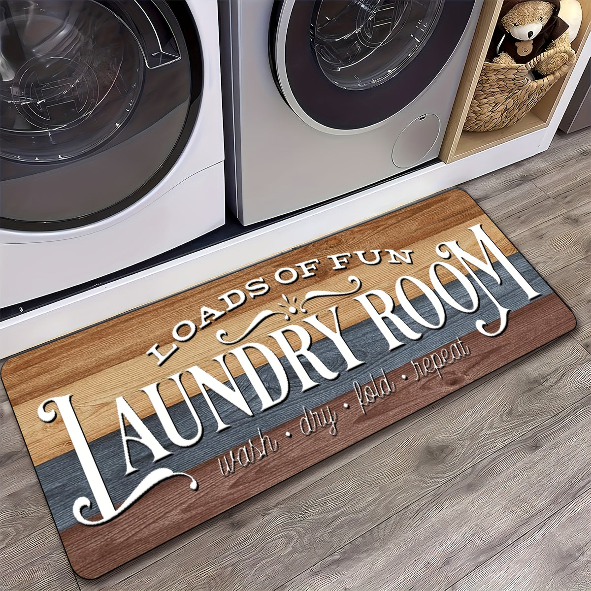 1pc Non Slip Laundry Room High Quality Runner Rug, Decor Non-Skid Comfort Standing Mat Machine Washable Text Design Laundry Mat, Floor Mats & Matting for Kitchen, Porch, Bathroom, Hotel, Commercial Laundry Rooms, And Home, Bathroom Rug 20x60in