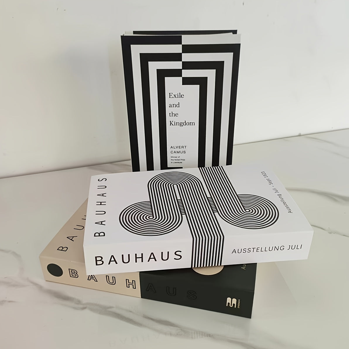 [2D Flat] 3 Sets of Bauhaus-Inspired Fake Book Boxes - Modern Minimalist Wall Decor for Home Office, Bookshelf, or Room Accent, Frameless Paper Ornaments, Office Wall Art | Minimalist Decor | Frameless Boxes, Bookshelf Decor, 2D Flat