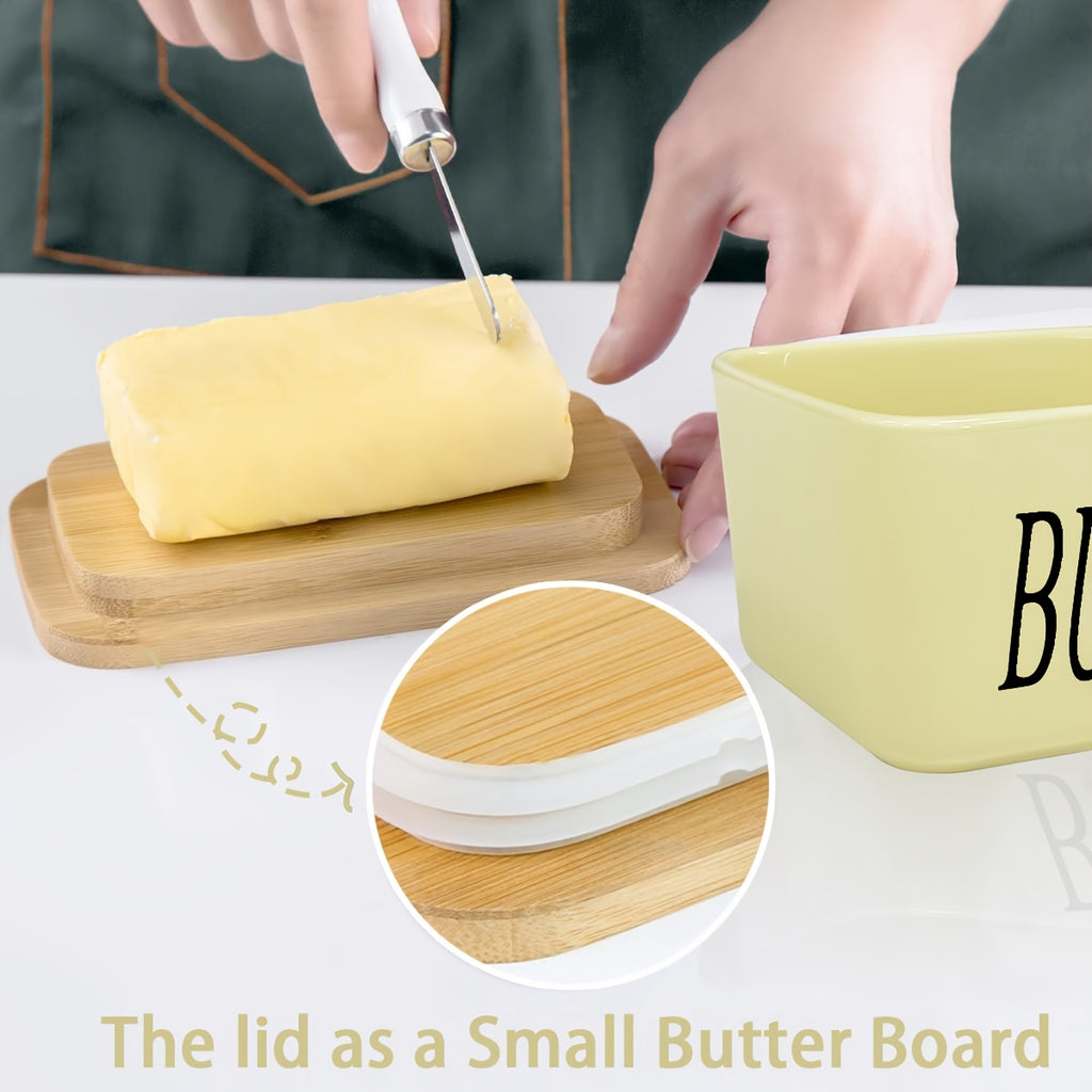 1pc Luxury Large Butter Dish with Lid - Ceramic Countertop Keeper with Knife High-Quality Sealing and Easy-Clean Design - Perfect Kitchen Gift for Butter Lovers Butter Container