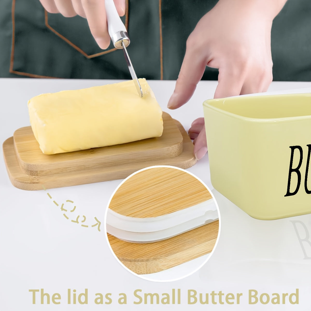 1pc Luxury Large Butter Dish with Lid - Ceramic Countertop Keeper with Knife High-Quality Sealing and Easy-Clean Design - Perfect Kitchen Gift for Butter Lovers Butter Container