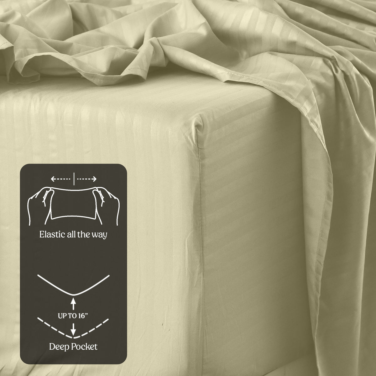 Lux Decor 4/3 Pieces Striped Bed Sheets Set - Hotel Luxury Sheets, Deep Pocket Up to 16 Inches, Extra Soft, Breathable Cooling Sheet & Pillowcases, Easy To Fit, Wrinkle Free, Fade & Stain Resistant Bedding Set