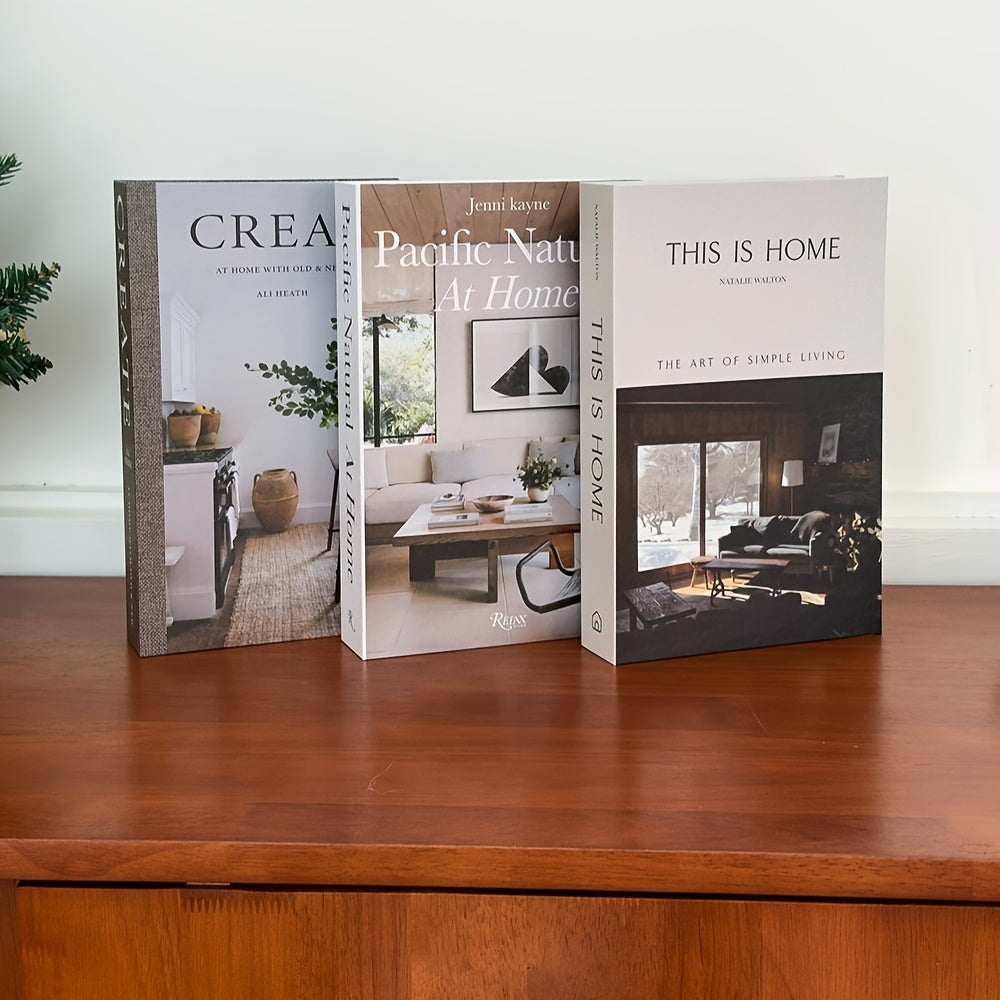 3pcs Minimalist Tree Style Fake Book Decor Coffee Table Decoration Books Suitable for Bedroom, Living Room, Office