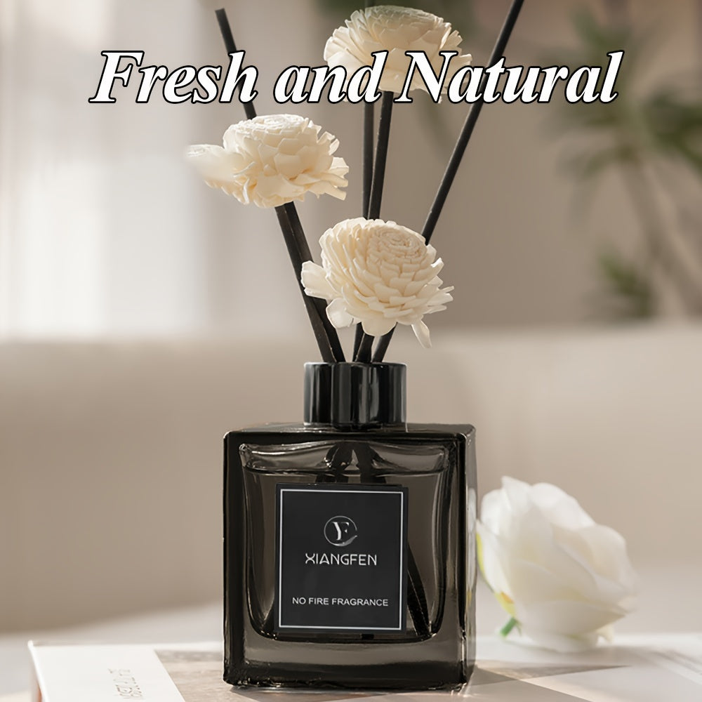 No Fire Fragrance - 1.69oz Elegant Black Glass Diffuser with White Roses, Air Freshener for Home Decor, Bedroom, Bathroom, And Office, Ideal Christmas Gift, Office Fragrance | Elegant Diffuser | Durable Scent, Bathroom Decor, Reed Diffuser Oils