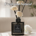 Black Glass Reed Diffuser with White Roses, 50ml Flameless Home Fragrance in Six Scent Options for Bedroom, Bathroom, Office and Holiday Gifting