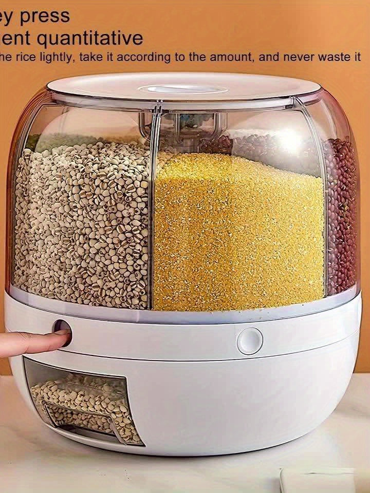 Grain Storage Container Dispenser, 19Lbs Rice Dispenser Rotating, 360° Rotating Food Dispenser One-Click Output Rice Storage Round Grain Dispenser Kitchen For Small Grains, Beans, Rice
