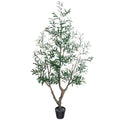 Artificial Olive Tree with Black Pot, 5.25, 6 or 7 Foot Faux Greenery with Multi-Branched Options for Mediterranean Farmhouse Home and Office Decor