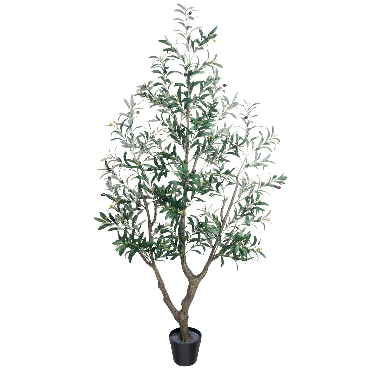 5/6/7FT Multi-Trunk Artificial Olive Tree, Lifelike Faux Tree With Abundant Leaves & Realistic Olives, Instant Landscaping, Pre-Potted Mediterranean Farmhouse Decor For Home Office Porch, Low Upkeep Housewarming Present