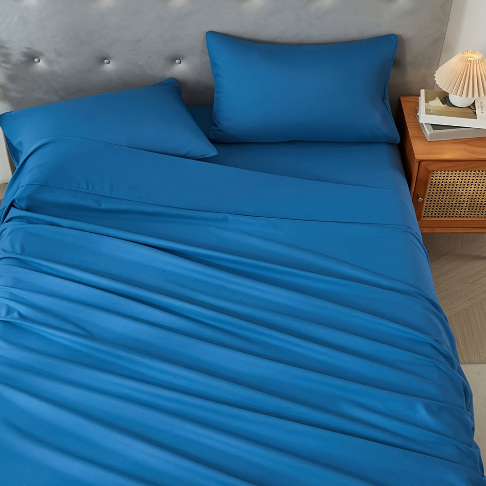 3/4pcs Ultra-Soft Microfiber Queen Size Cool Sheet Set - Hypoallergenic, Breathable with (14" - 17") Deep Pocket, Shrink & Fade Resistant - Includes Flat Sheet, Fitted Sheet, And 1/2 Pillowcases - Ideal for Queen & King Sizes - Gifts, Random Color
