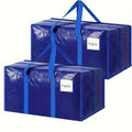 Blue Moving Bags 2 Pack with Zipper Closure and Carry Handles, Large Storage Totes for Clothes Bedding College Dorm Packing and Home Organization