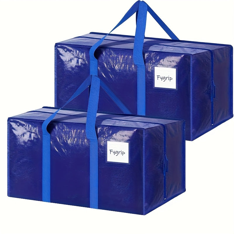 6/2 Pack Extra Heavy Duty Large Moving Bags with Strong Zipper And Comfortable Handles, Sturdy And Durable Clothes Storage Bags Totes Bins, Packing Moving Boxes for College Supplies, Blue