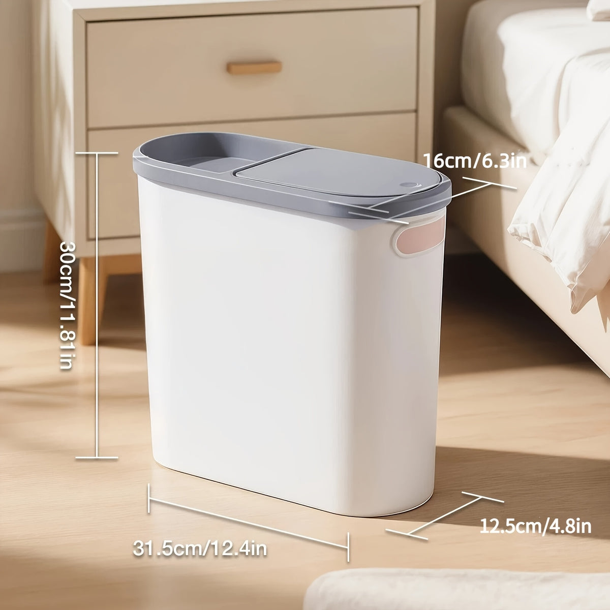 2/1pc Compact And Durable Plastic Bathroom Trash Can | with Built-In Handles, Rustproof, Space-Saving Design, Ideal for Small Spaces in Bathroom, Laundry, And Home Office(Includes Trash Bags)