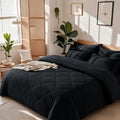Rhombus Stitch Comforter Set, Soft Lightweight Microfiber-Filled Bedding with Pillowcases in Twin, Queen and King for All-Season Bedroom Styling