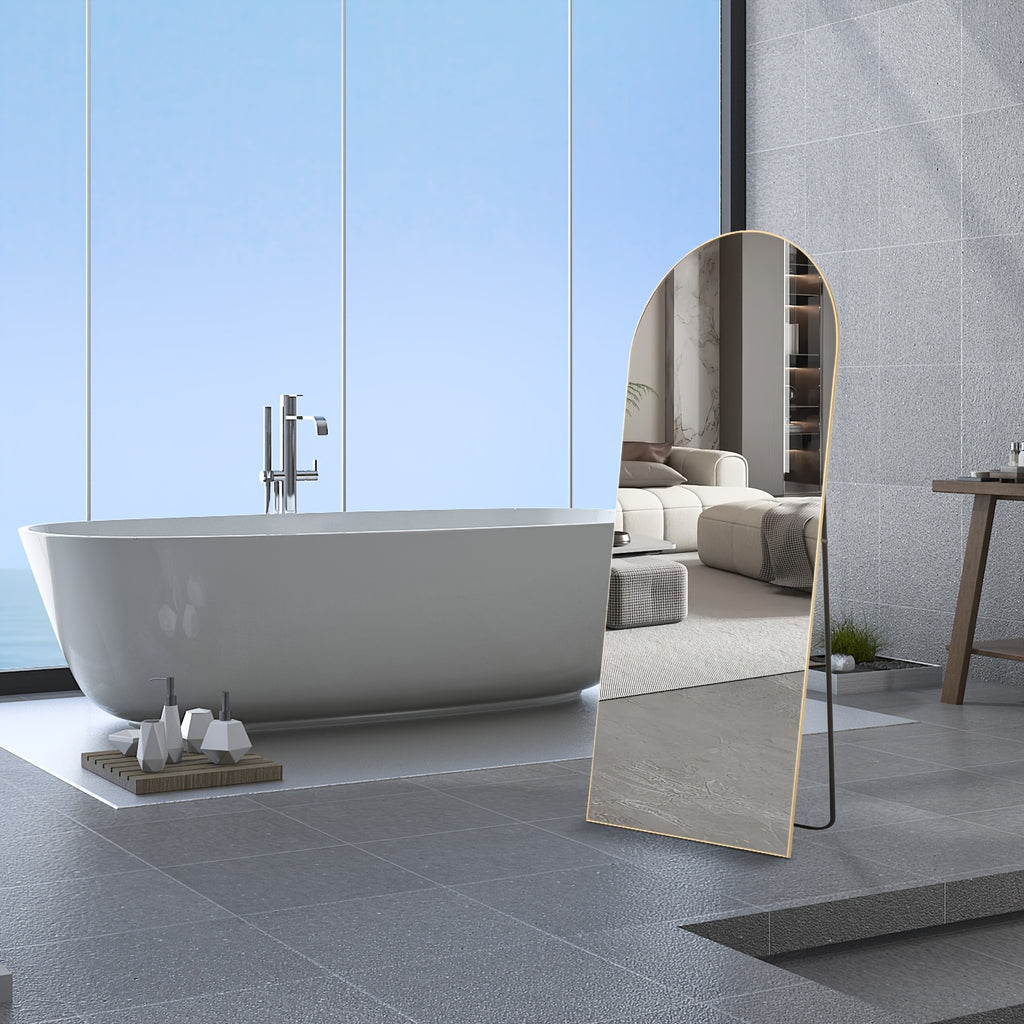 Mirror Full Length, Floor Mirror with Stand, Aluminum Alloy Frame Full Body Mirror, Standing Hanging or Leaning Against Wall for Bedroom and Living Room