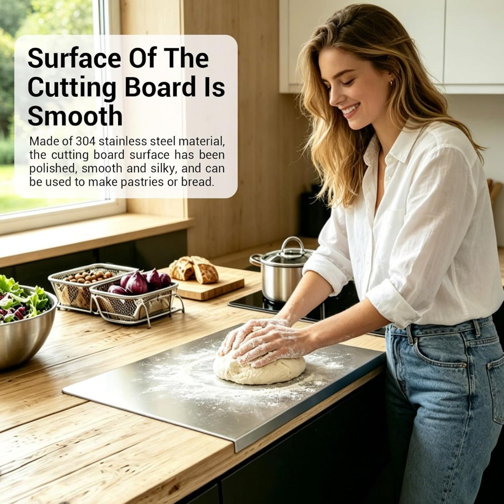 304 Stainless Steel Cutting Board Butcher Block Household Rolling Board Kitchen Supplies, Preparation, Meal Prep Tools, Modern Cutting Surface, Sleek Kitchen Tool, Rustresistant Material, for easy To Clean, Versatile Cutting Mat, Kitchen Work Surfac