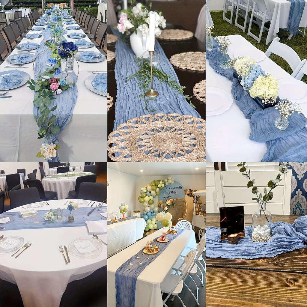 12pcs Cheesecloth Table Runner 10ft Boho Gauze Table Runner 21.3*120Inch Rustic Cheese Cloth Roll Romantic Long Cheesecloth Bulk for Wedding Bridal Shower Birthday Party Decor