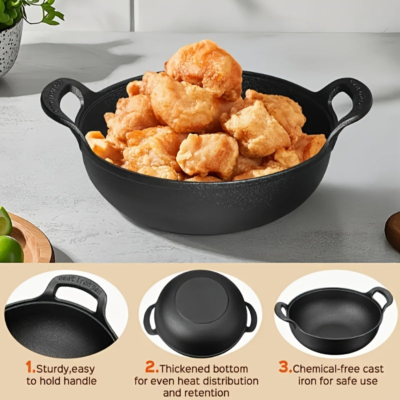 1/2pcs 20cm/7.87in Heavy-Duty Cast Iron Skillet with 2 Handles, Non-Stick, And Without Lid, Even Heat Distribution, Durable, for Home, Restaurant, Outdoor BBQ, Camping, Oven & Stovetop Use, Grilling Steaks & Baking, Versatile, Bbq Essentials