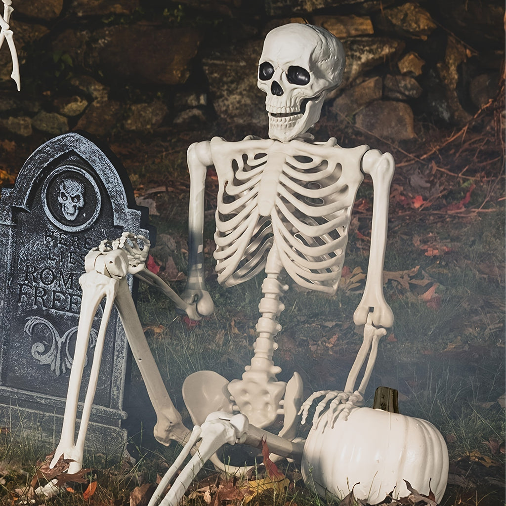 5.4Ft Adjustable Life-Size Human Adult Skeleton Plastic Human Bones with Movable Joints for Halloween Decoration
